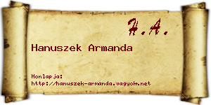 Hanuszek Armanda névjegykártya